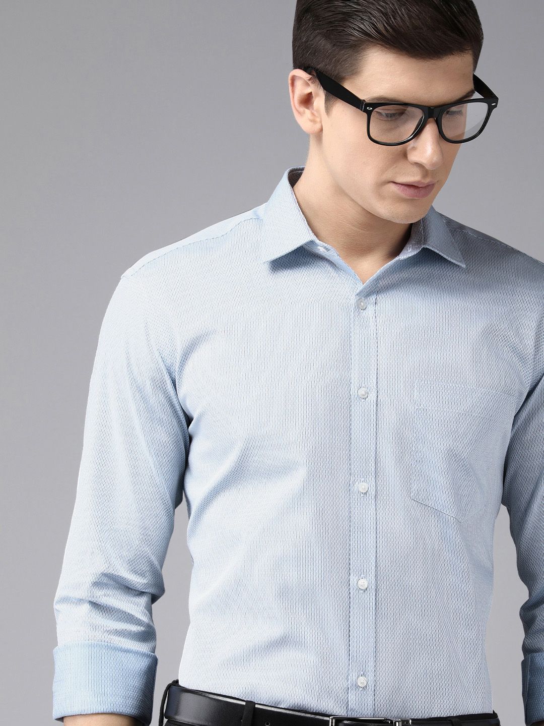 Park Avenue Men Blue Micro Ditsy Slim Fit Printed Formal Shirt-picture-19