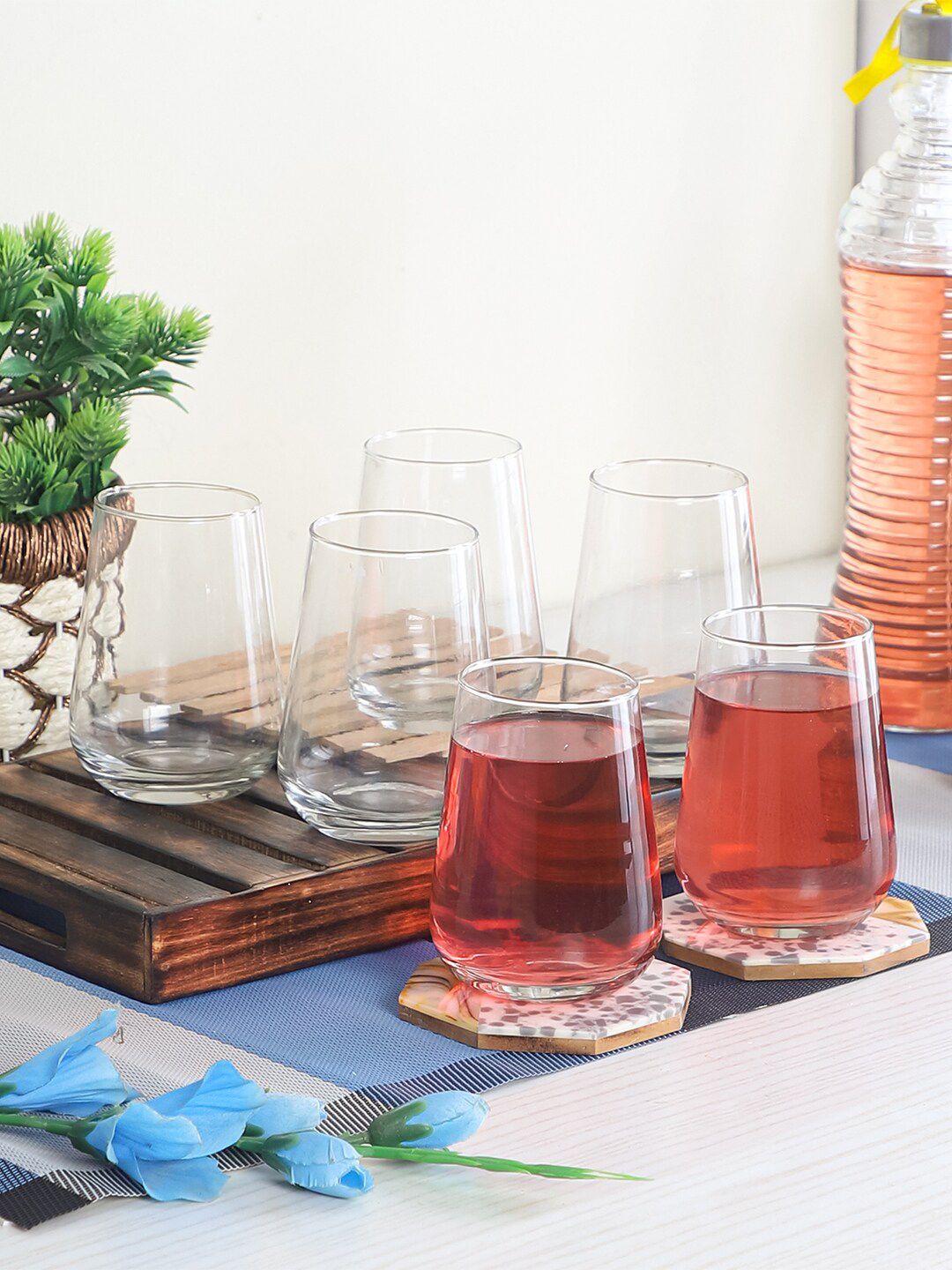 ceradeco Set Of 6 Transparent Solid Dishwasher Safe Water/Juice Glass-picture-29