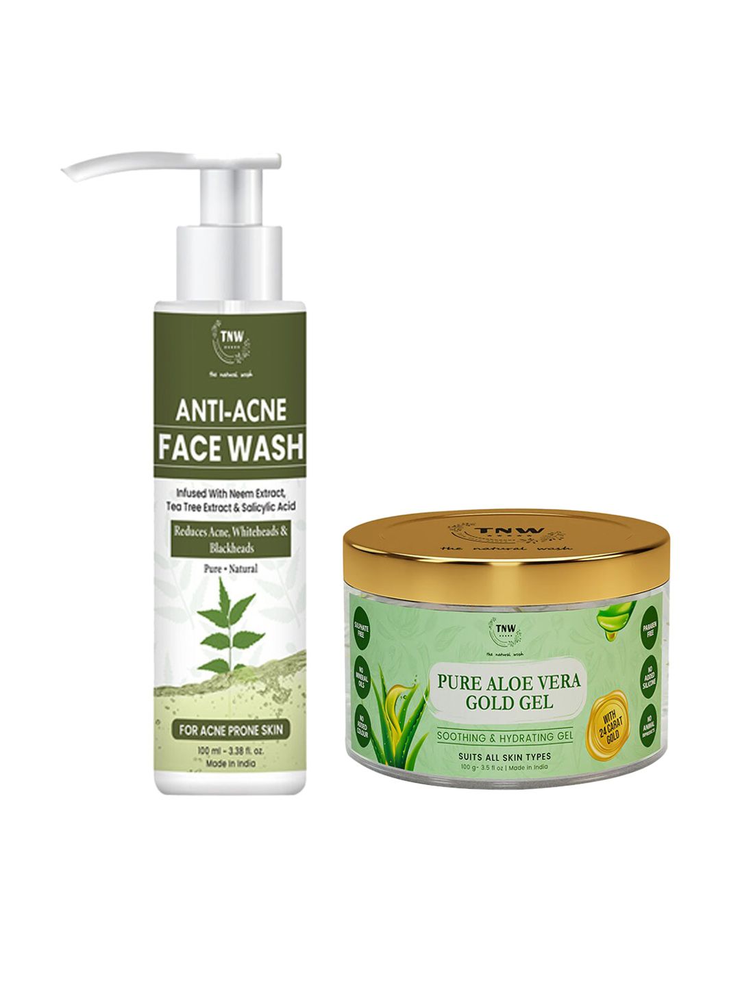 TNW the natural wash Set of Anti-Acne Face Wash & Pure Aloe Vera Gold Gel-image-13