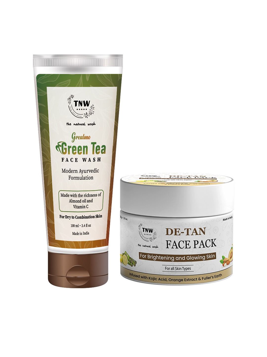 TNW the natural wash Set of De-Tan Face Pack & Grealmo Green Tea Face Wash-picture-39