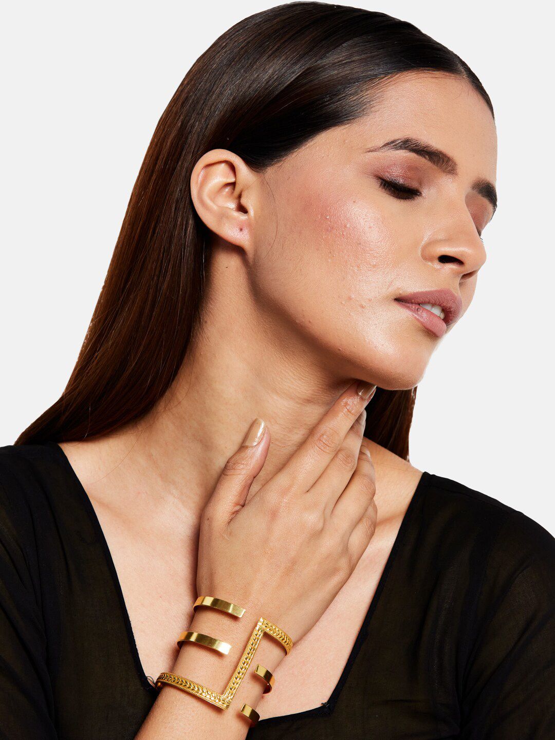 ATIBELLE Women Gold-Plated Cuff Bracelet