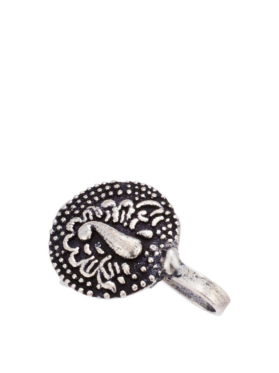 ATIBELLE Silver-Plated Peacock Inspired Clip-on Nose Pin