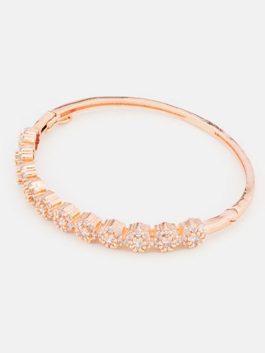 ATIBELLE Women Gold-Toned American Diamond Gold-Plated Cuff Bracelet
