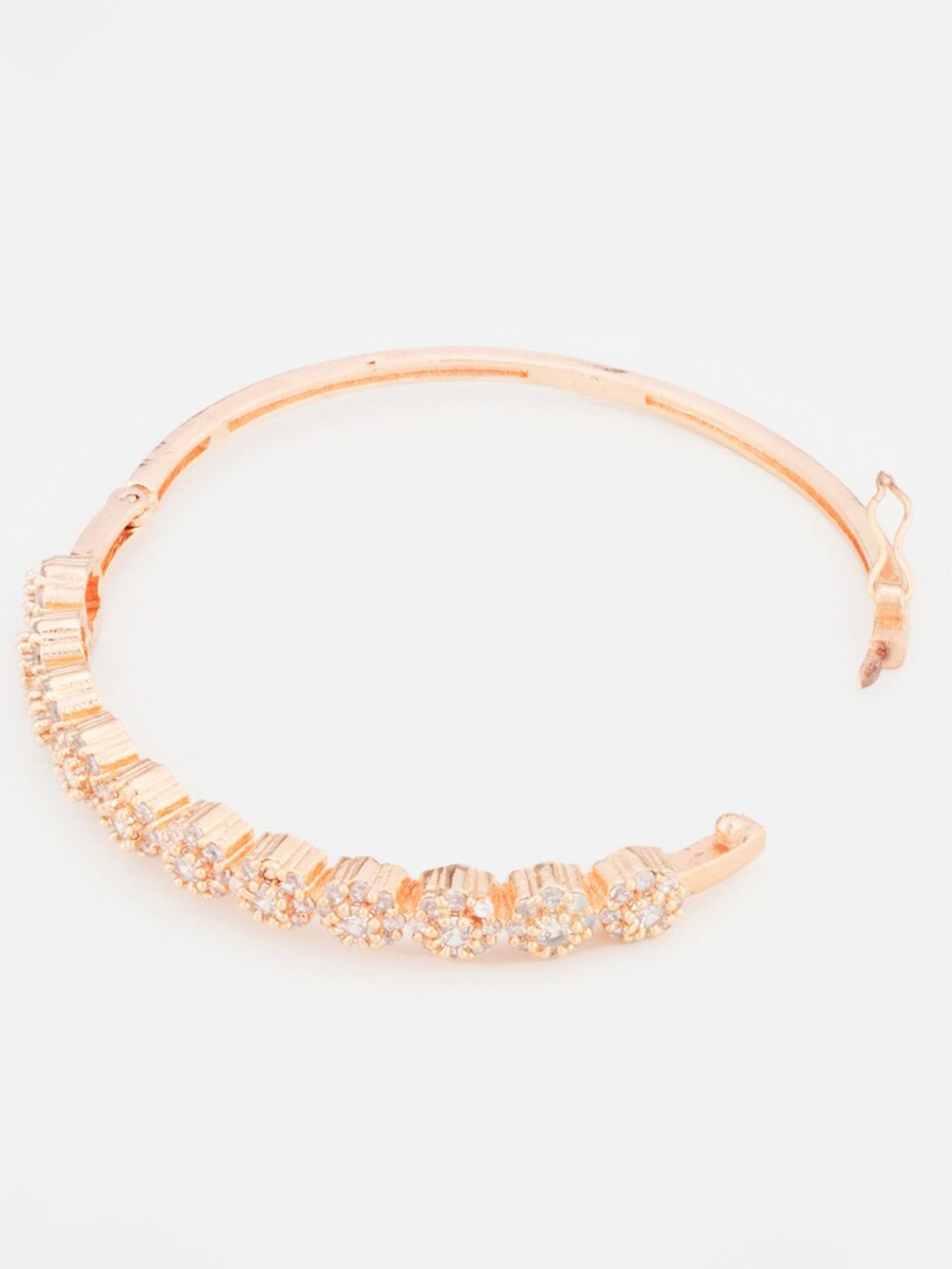 ATIBELLE Women Gold-Toned American Diamond Gold-Plated Cuff Bracelet