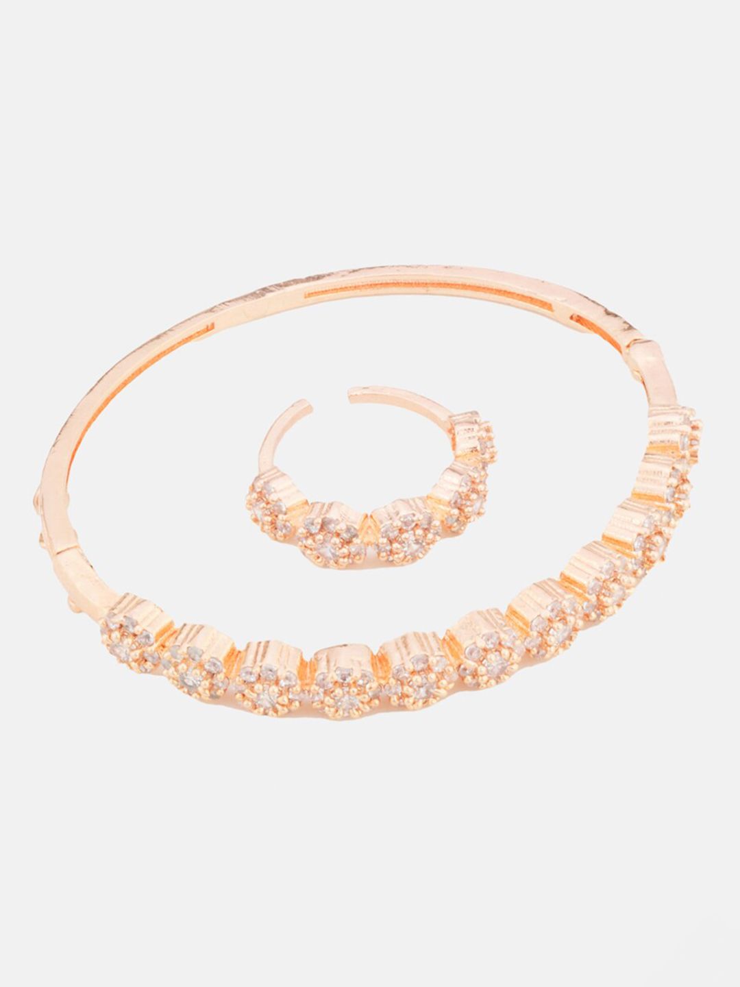 ATIBELLE Women Gold-Toned American Diamond Gold-Plated Cuff Bracelet