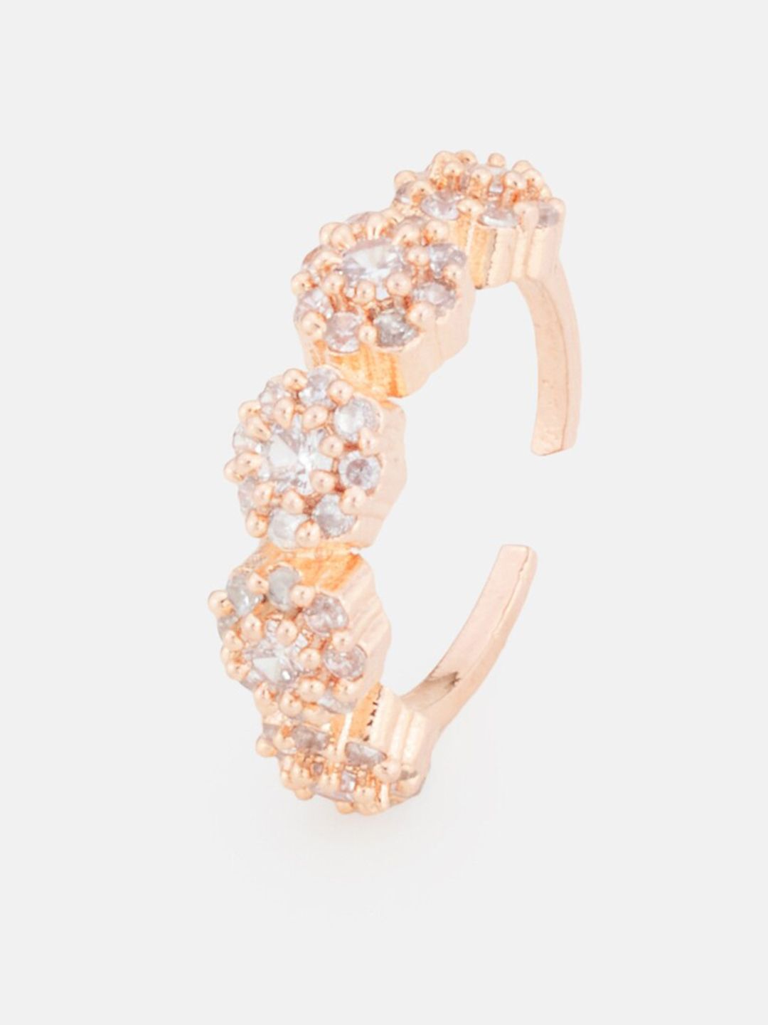 ATIBELLE Women Gold-Toned American Diamond Gold-Plated Cuff Bracelet