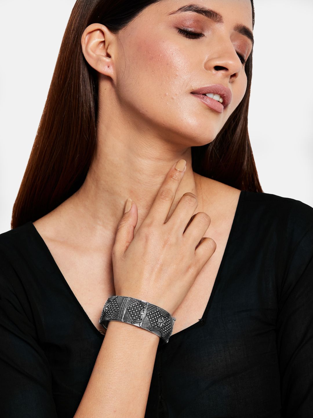 ATIBELLE Oxidised Silver-Plated German Silver Bangle