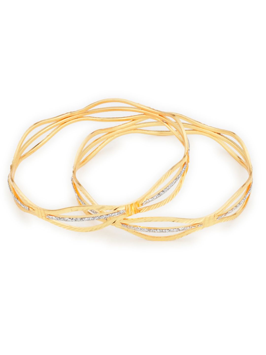 ATIBELLE Set of 2 Gold-Plated Dual-Tone Bangles