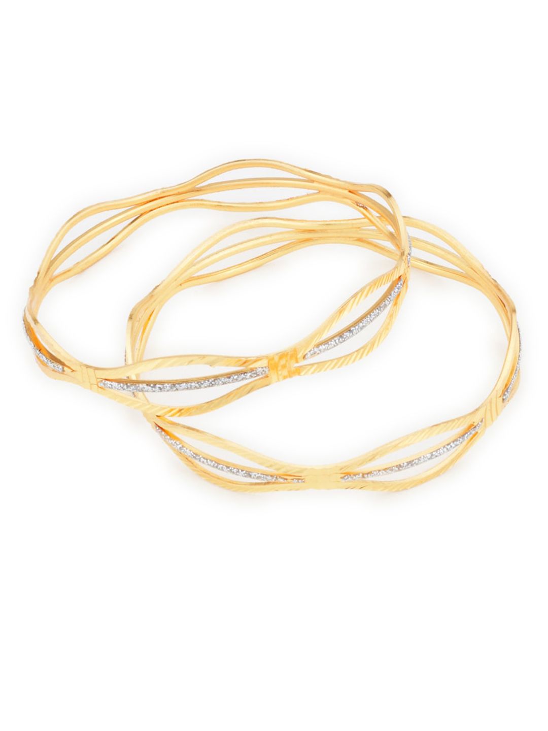 ATIBELLE Set of 2 Gold-Plated Dual-Tone Bangles