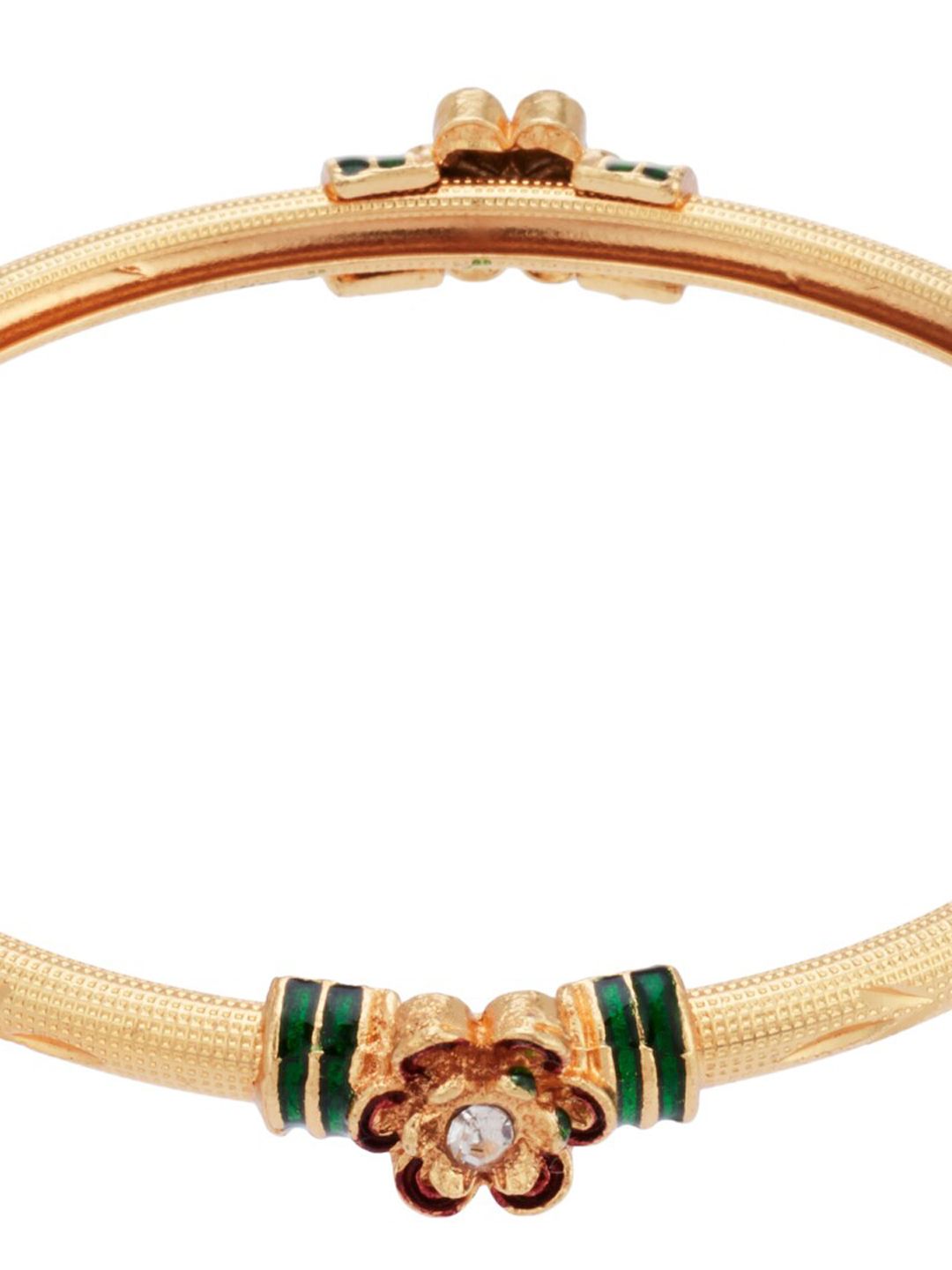ATIBELLE Women Set of 2 Gold-Plated Floral Textured Bangles