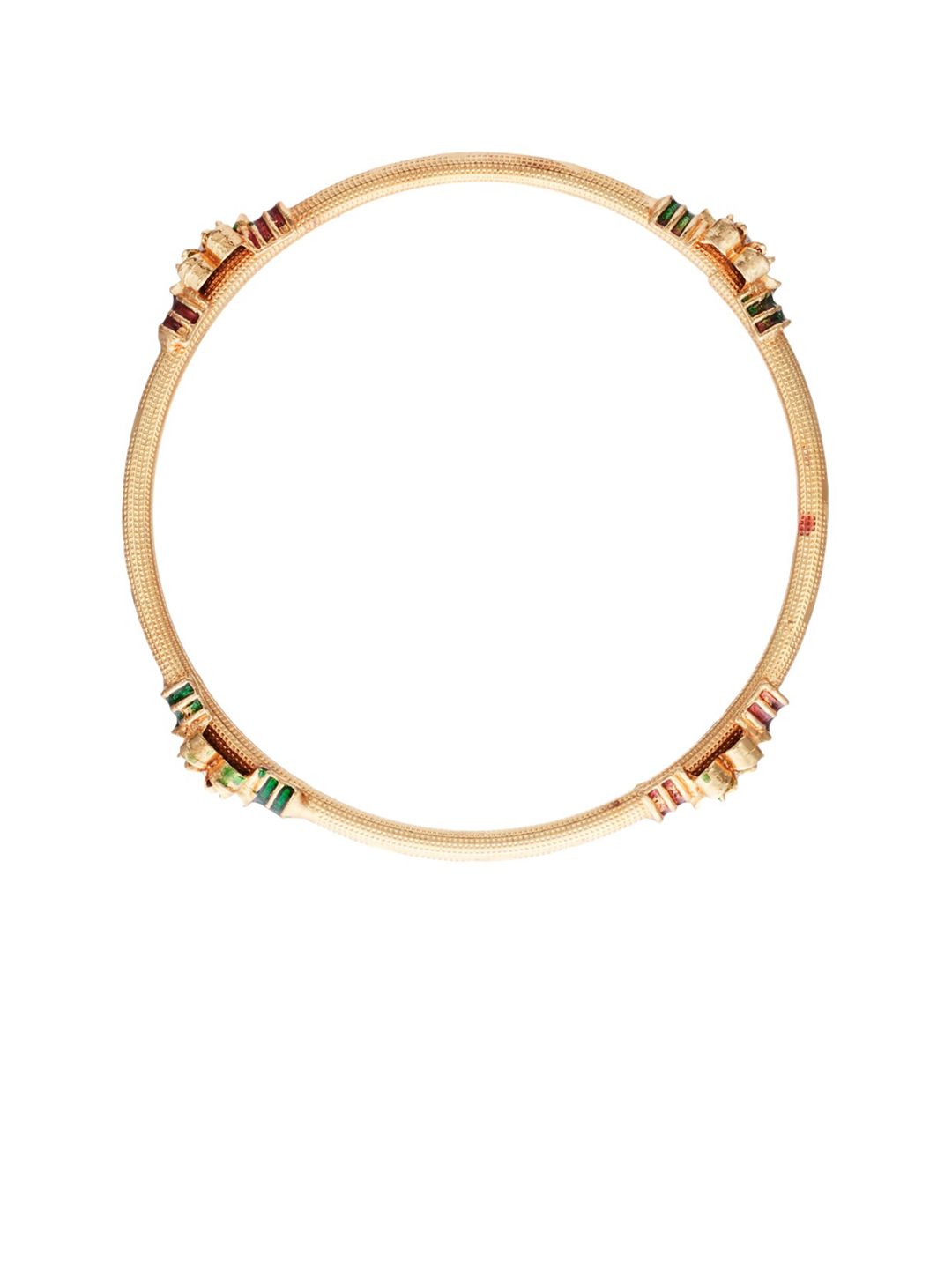 ATIBELLE Women Set of 2 Gold-Plated Floral Textured Bangles