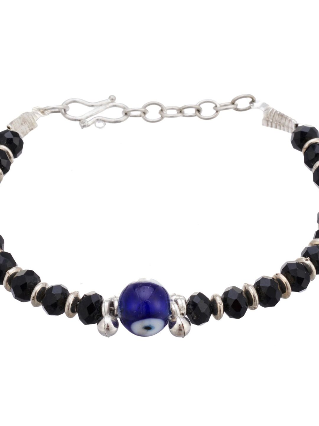 ATIBELLE Women Silver-Toned & Black Brass Silver-Plated Charm Bracelet