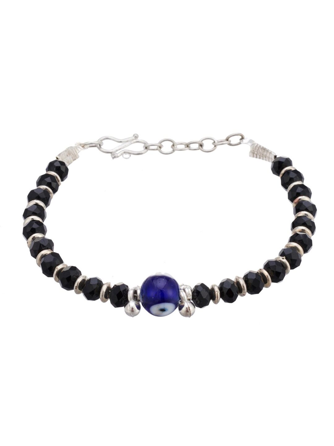 ATIBELLE Women Silver-Toned & Black Brass Silver-Plated Charm Bracelet