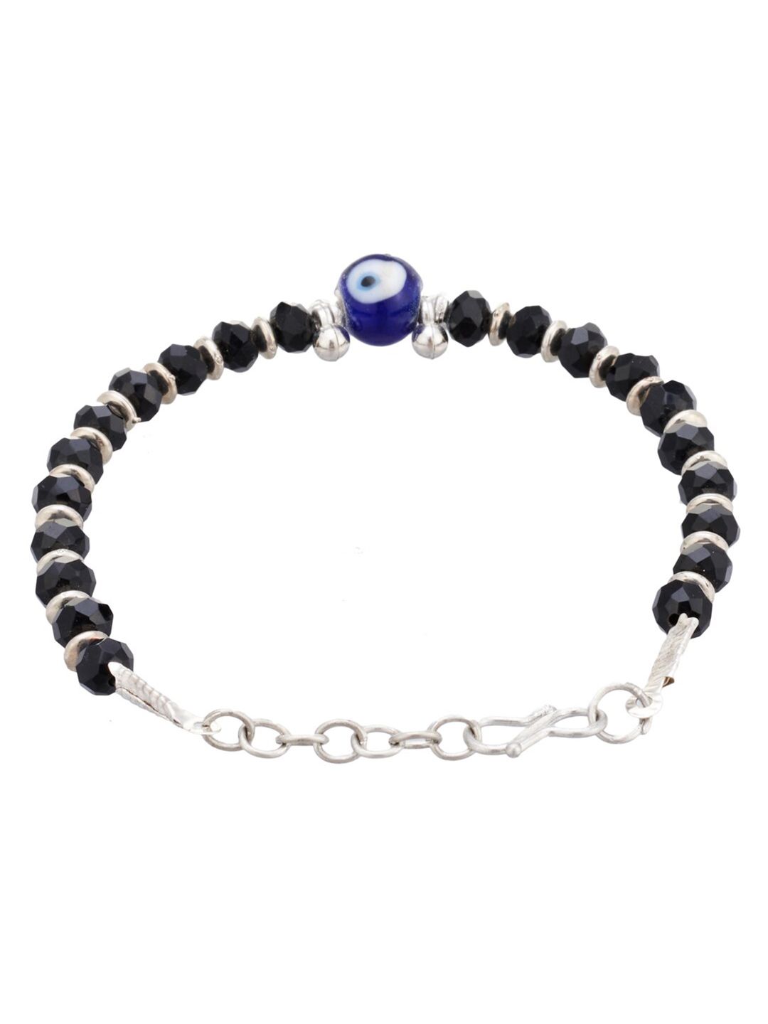 ATIBELLE Women Silver-Toned & Black Brass Silver-Plated Charm Bracelet