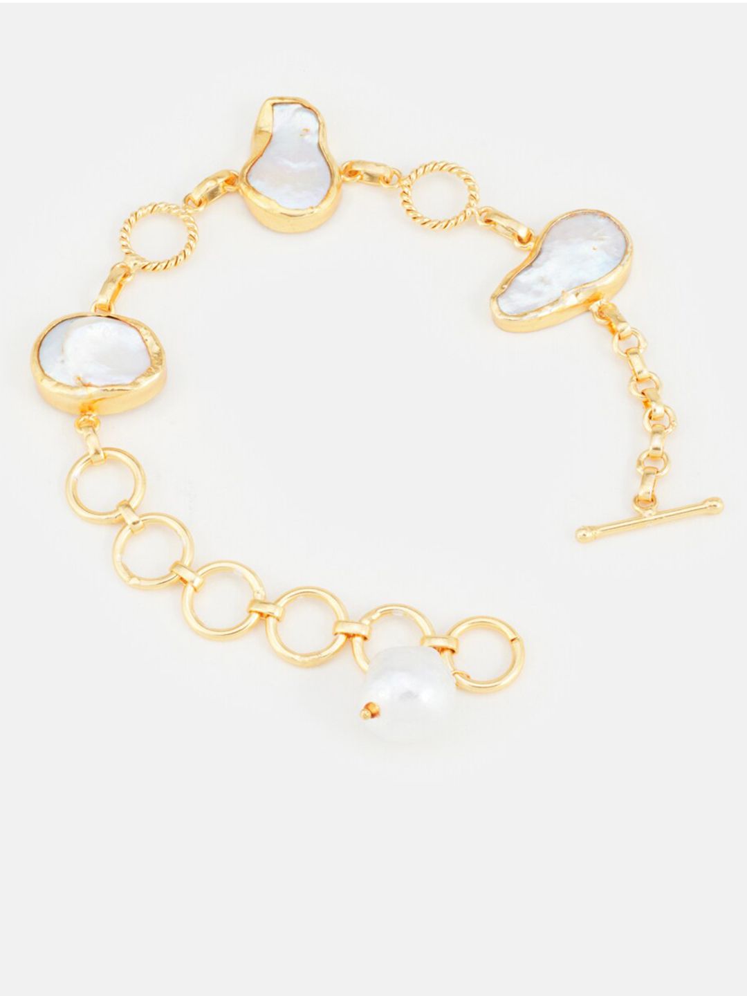 ATIBELLE Women Gold-Toned & White Brass Link Bracelet