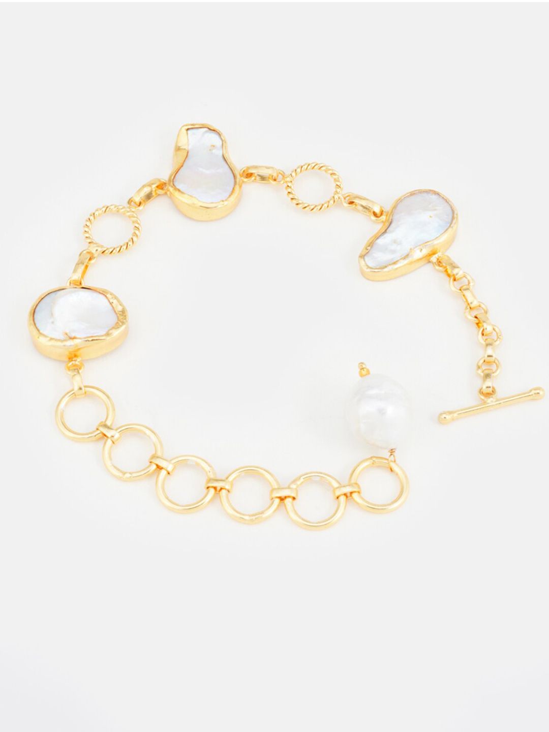 ATIBELLE Women Gold-Toned & White Brass Link Bracelet