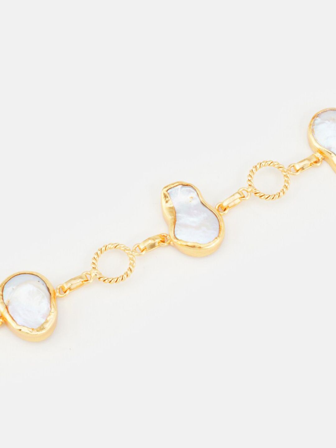 ATIBELLE Women Gold-Toned & White Brass Link Bracelet