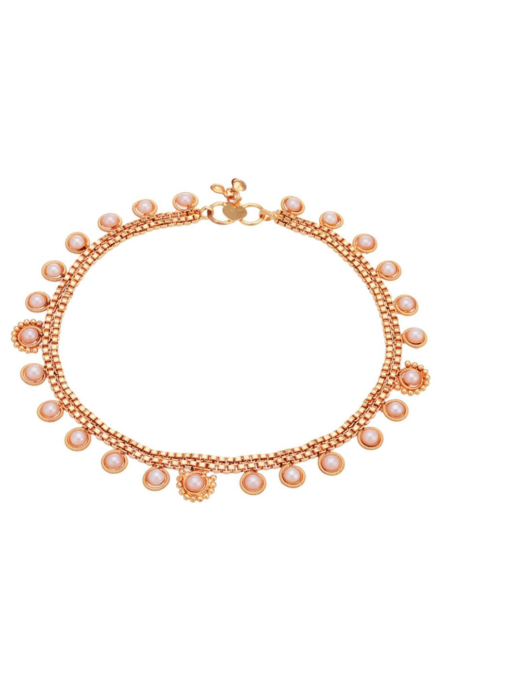 ATIBELLE Woman Gold-Toned Stone-Studded Anklet Set