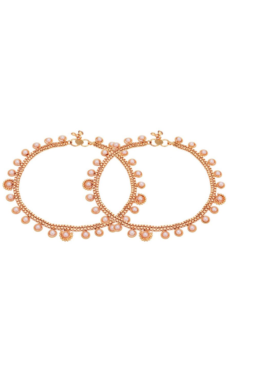 ATIBELLE Woman Gold-Toned Stone-Studded Anklet Set