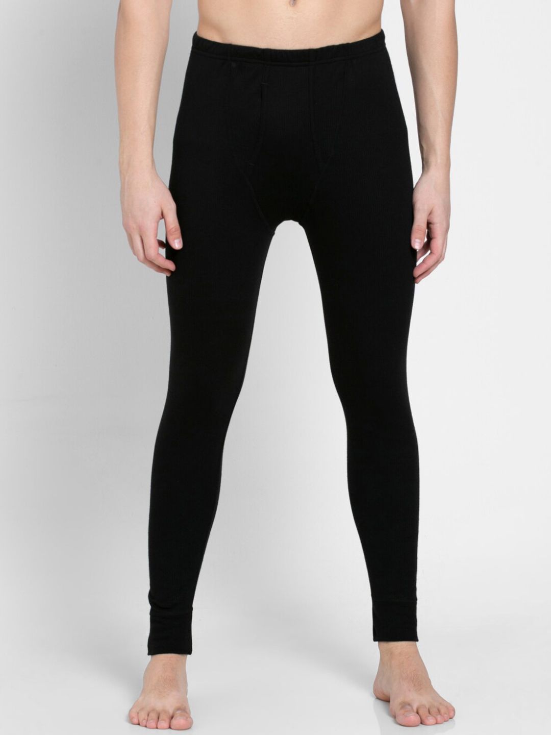 Jockey Men Black Solid Thermal Bottoms
