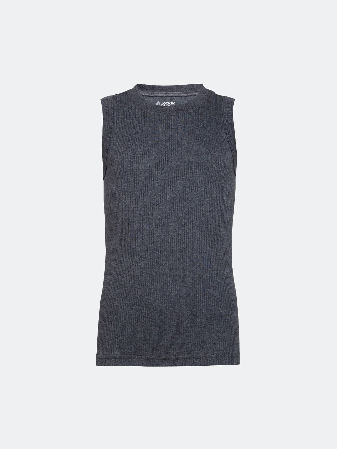 Jockey Boys Charcoal Grey Solid Round Neck Innerwear Vests-picture-13