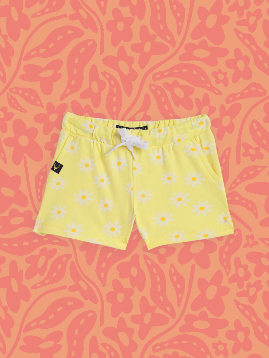 Allen Solly Junior Girls Yellow Floral Printed Pure Cotton Shorts-picture-33