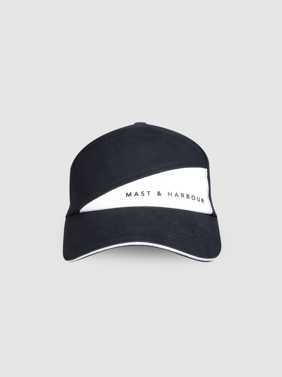 Mast & Harbour Unisex Black & White Colourblocked Snapback Cap-image-8