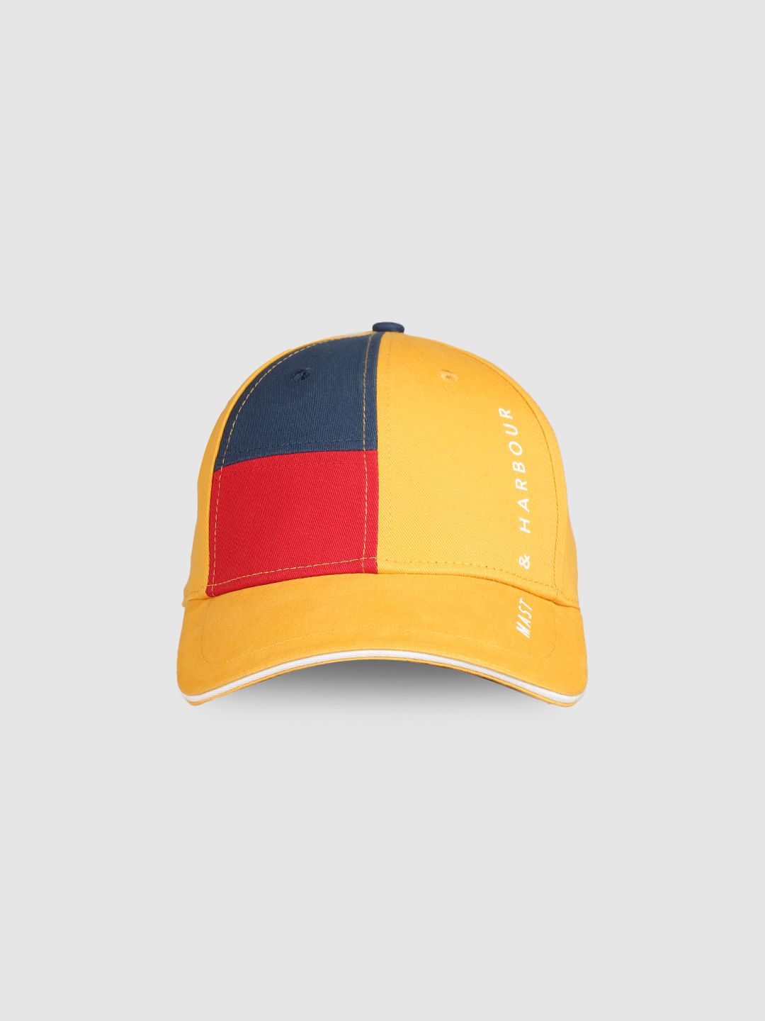 Mast & Harbour Unisex Yellow & Navy Blue Colourblocked Baseball Cap-picture-53