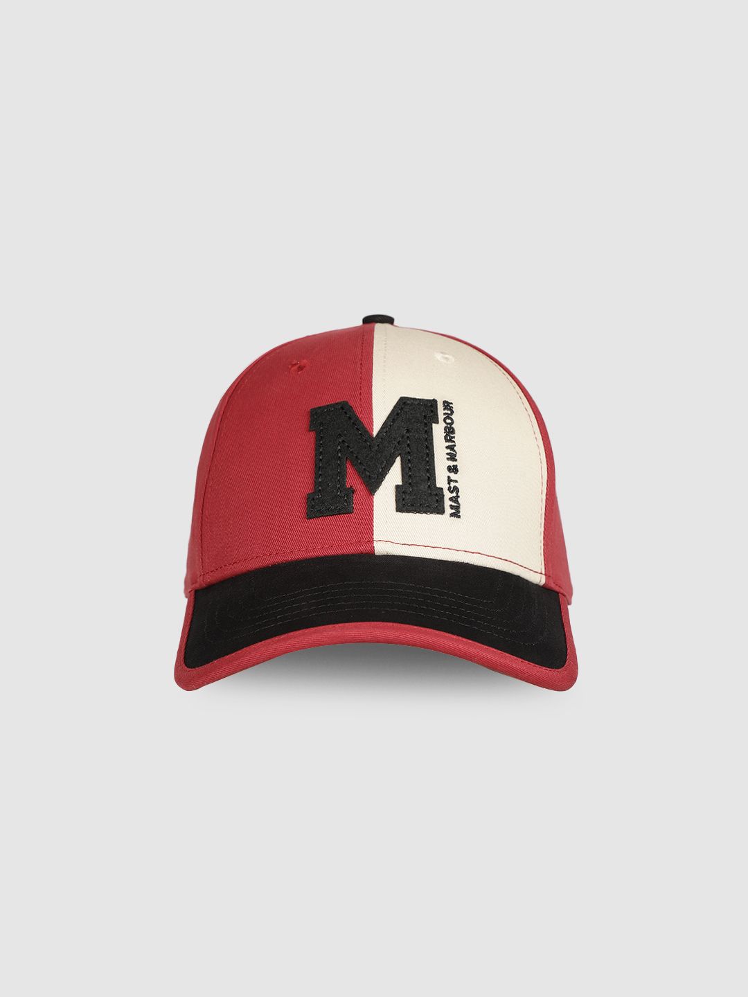 Mast & Harbour Unisex Red & Black Colourblocked Baseball Cap-picture-20