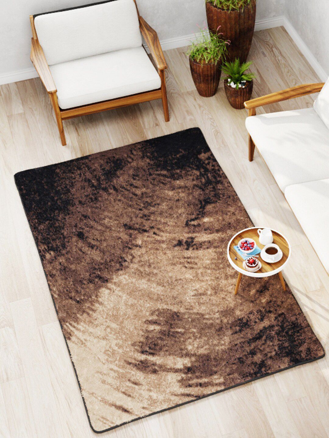 BIANCA Khaki & Brown Abstract Printed Anti-Skid Carpet-image-9