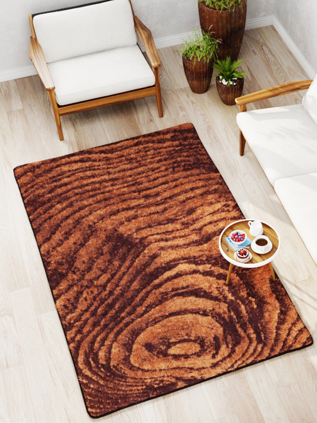 BIANCA Brown & Biege Anti-Skid Abstract Print Carpets-picture-31