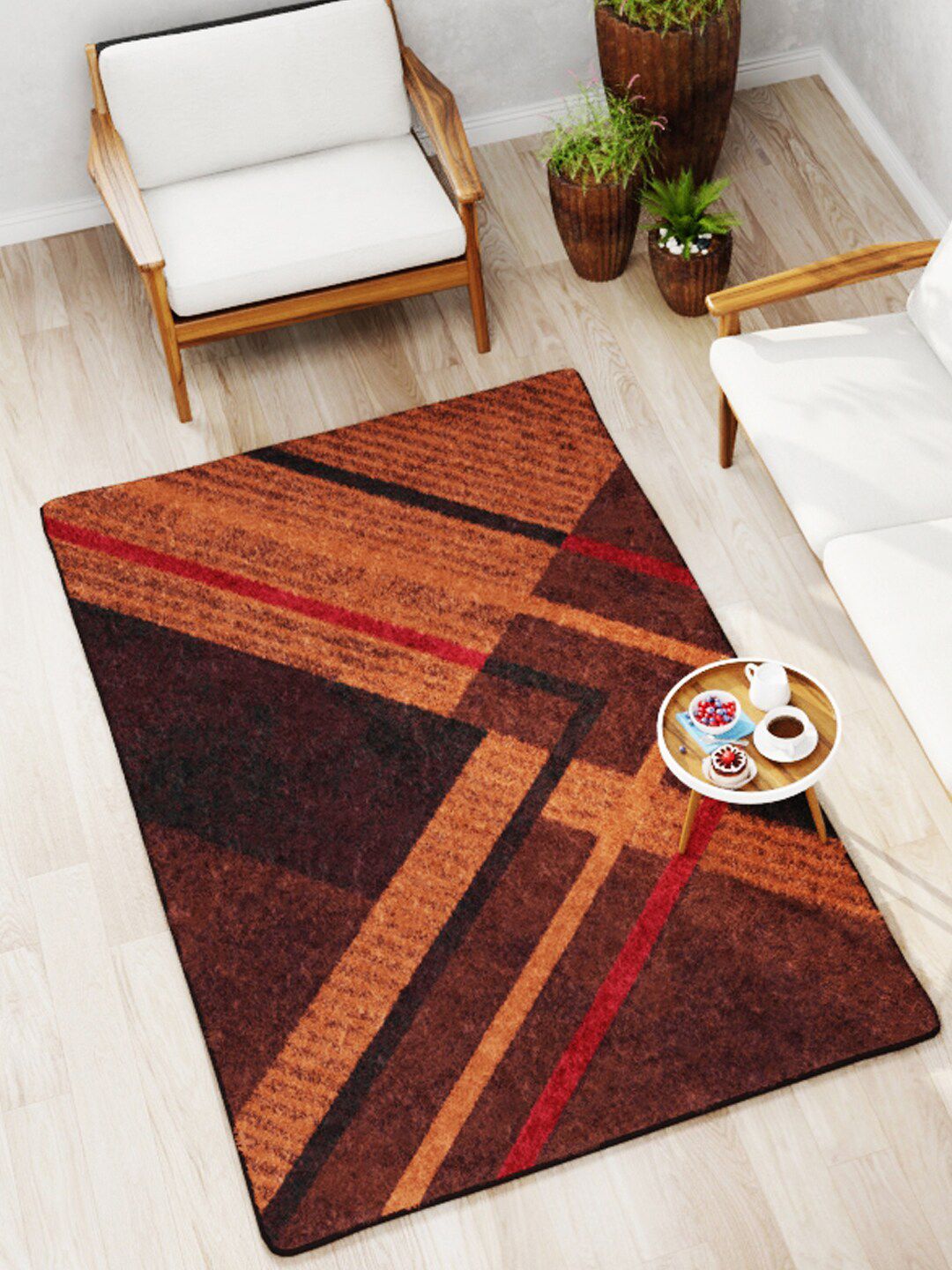 BIANCA Brown & Red Soft-Fluffy Anti-Skid Carpet-picture-45