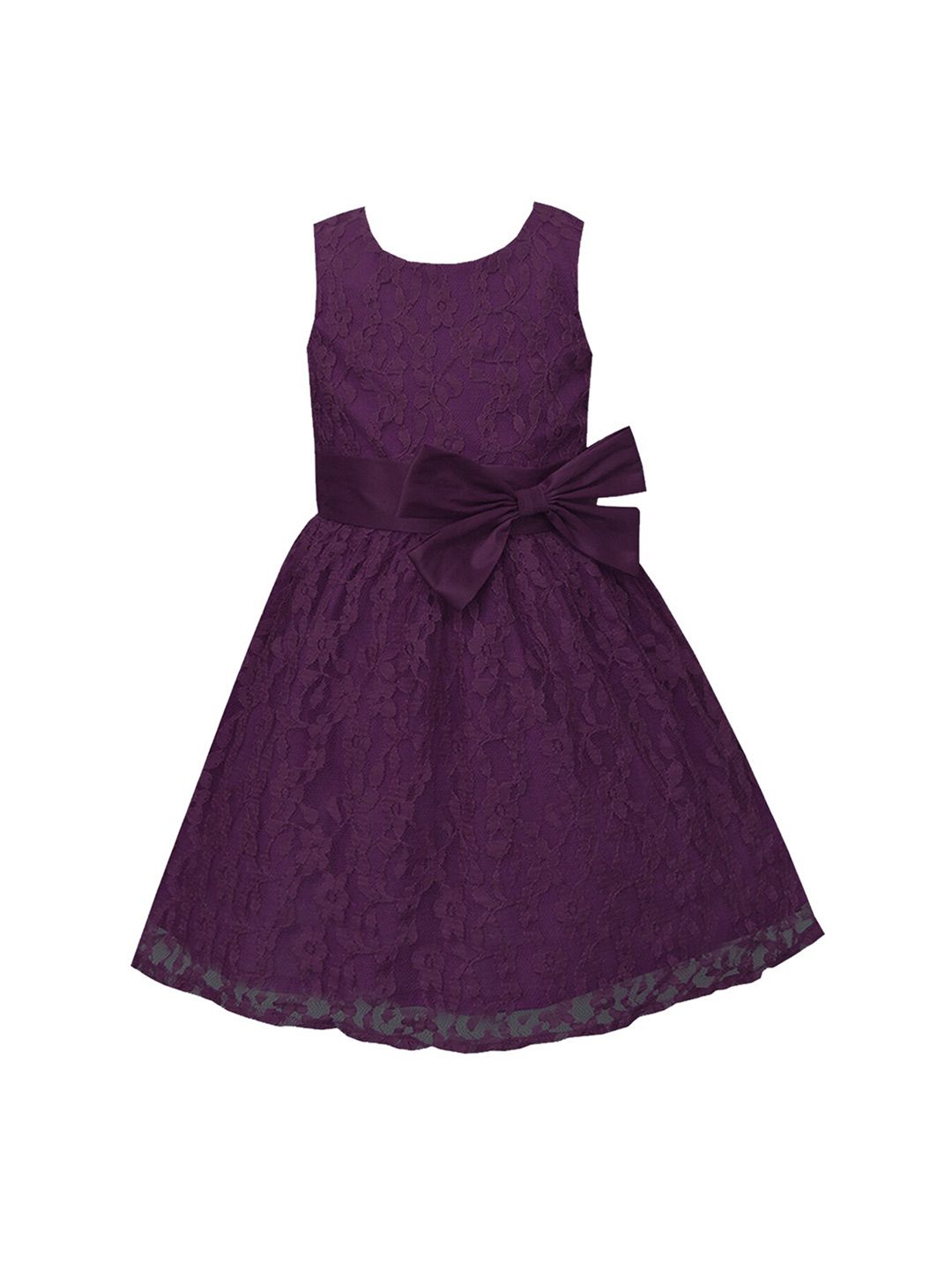 A.T.U.N. Girls Purple Lace Bow Dress-picture-24