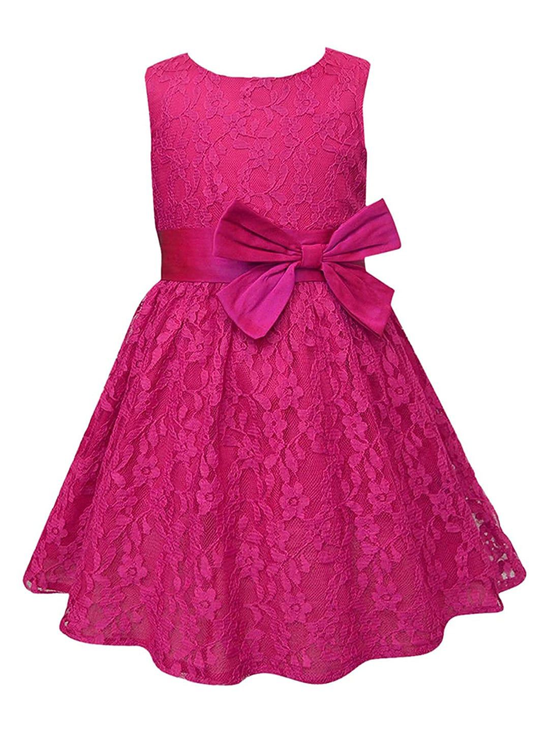 A.T.U.N. Girls Fuchsia Pink Lace Dress-picture-43