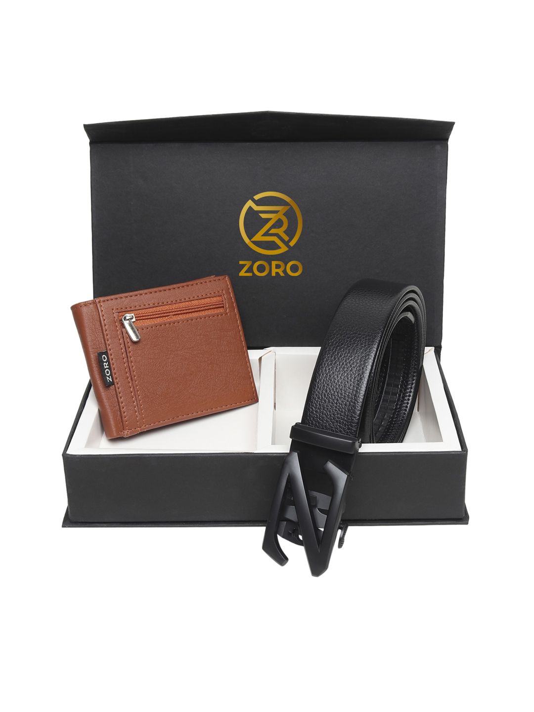 ZORO Men Black Solid Belt & Wallet Set-picture-54