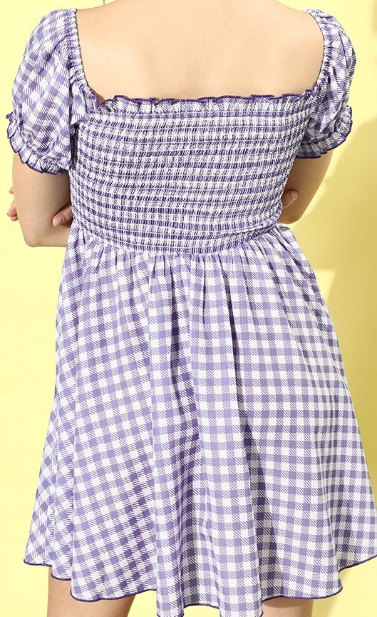 strapless open back dress Berry Gingham Irish Linen Dress | Made in England