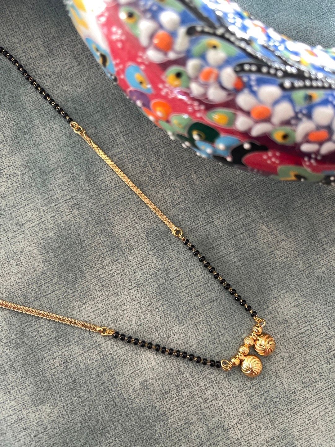 Digital Dress Room Black Gold-Plated Beaded Maharashtrian Short Mangalsutra-picture-31