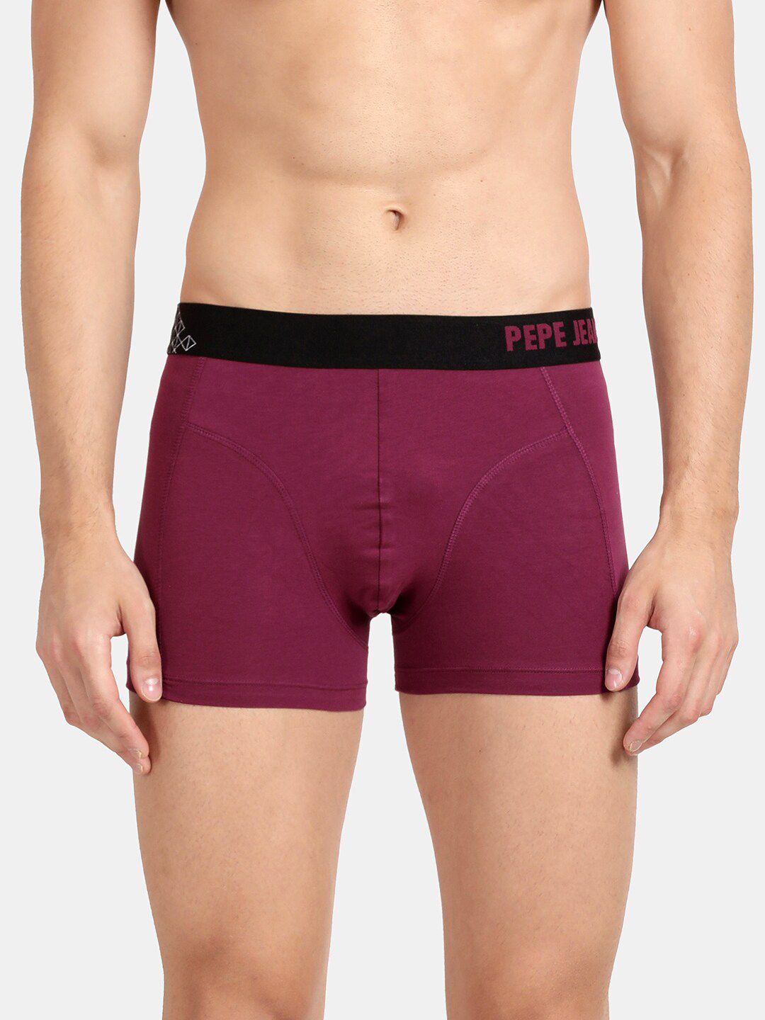 Pepe Jeans Men Magenta Purple Solid Comfort Fit Mid-Rise Stretchable Trunk OPT03-picture-26