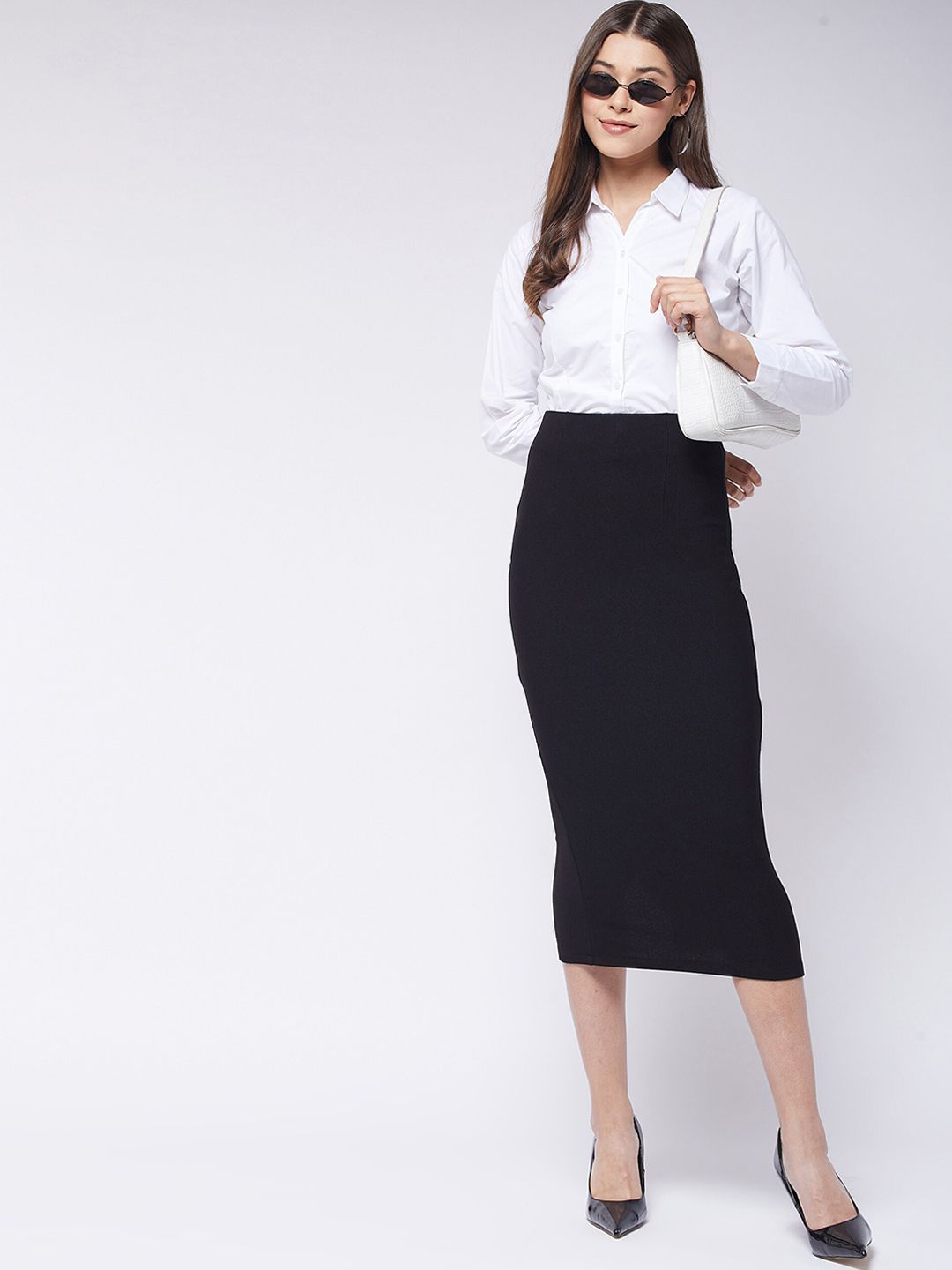 Purple Feather Women Pencil Skirt view 5