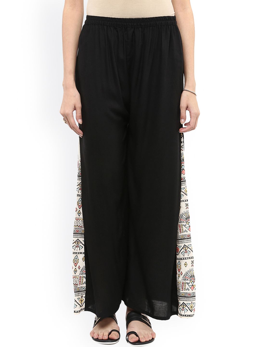 Pannkh Women Black Flared Fit Palazzos-picture-38