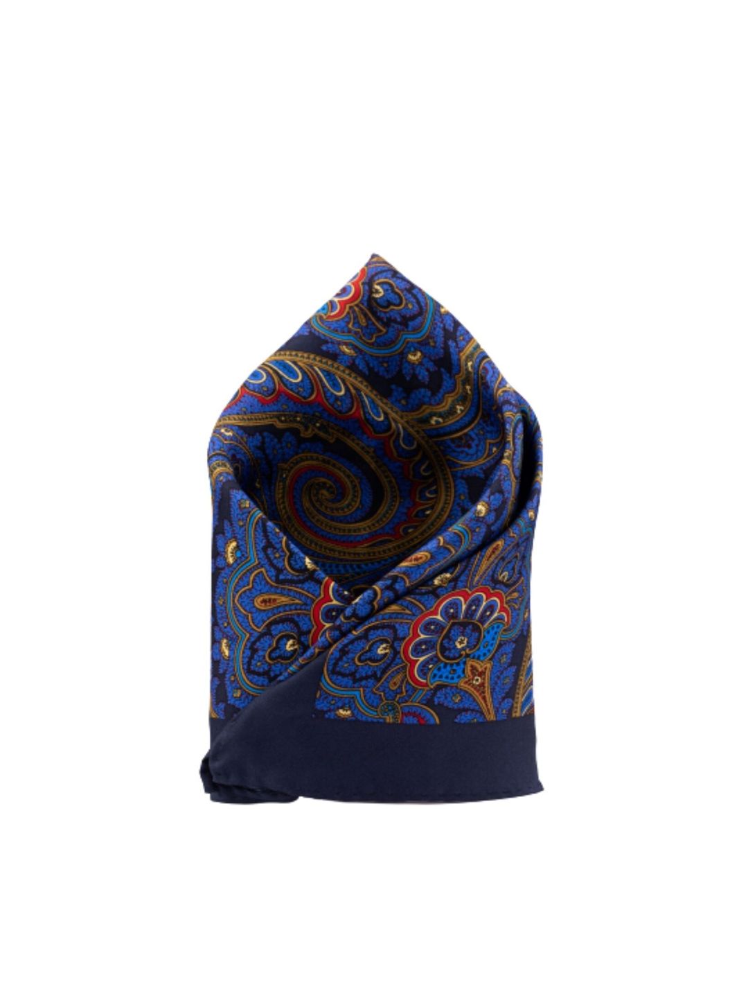 The Tie Hub Men Blue & Yellow Paisley Printed Silk Pocket Square-picture-50