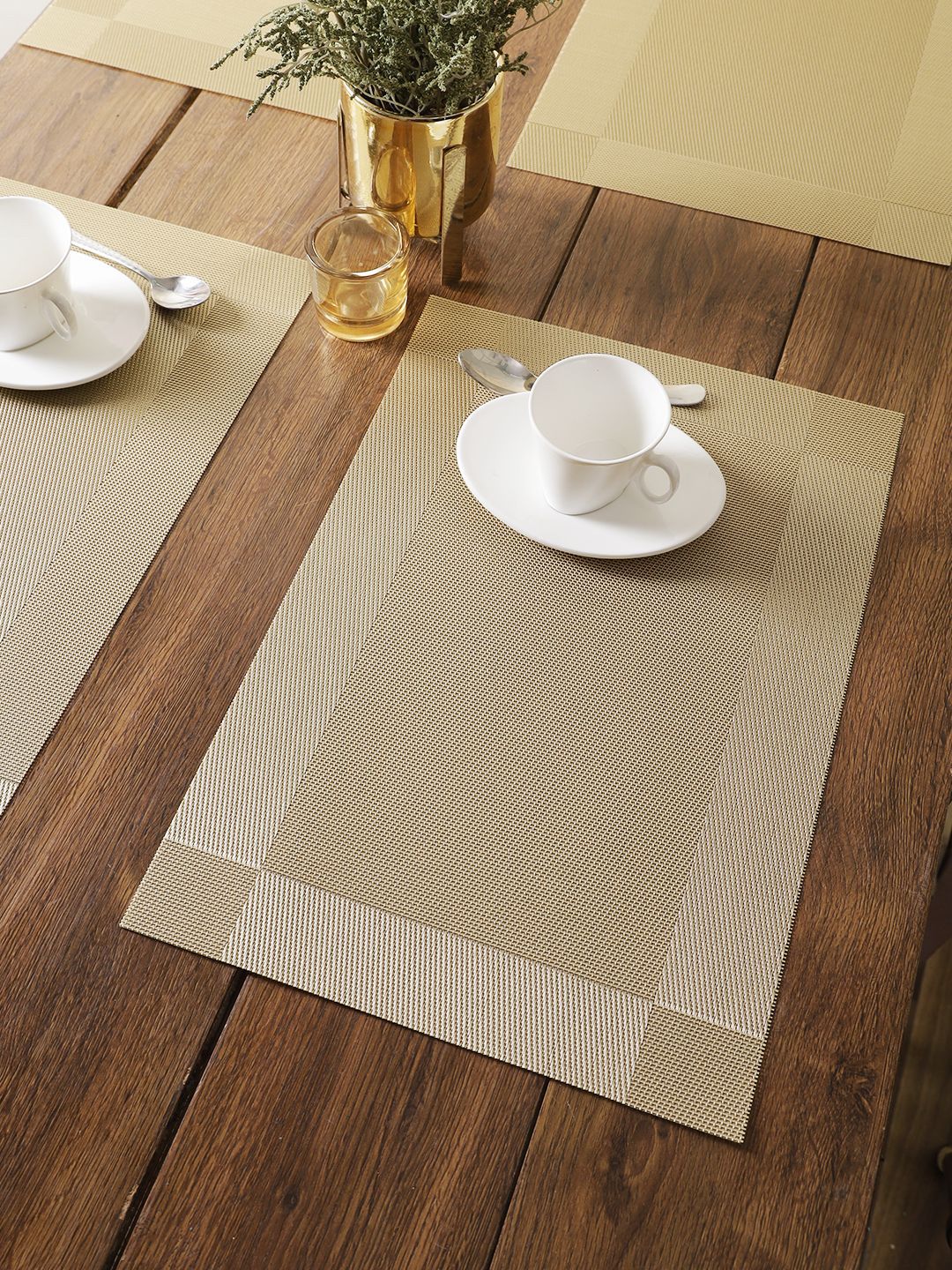 BIANCA Set Of 6 Yellow Solid Rectangle Table Placemats-image-20