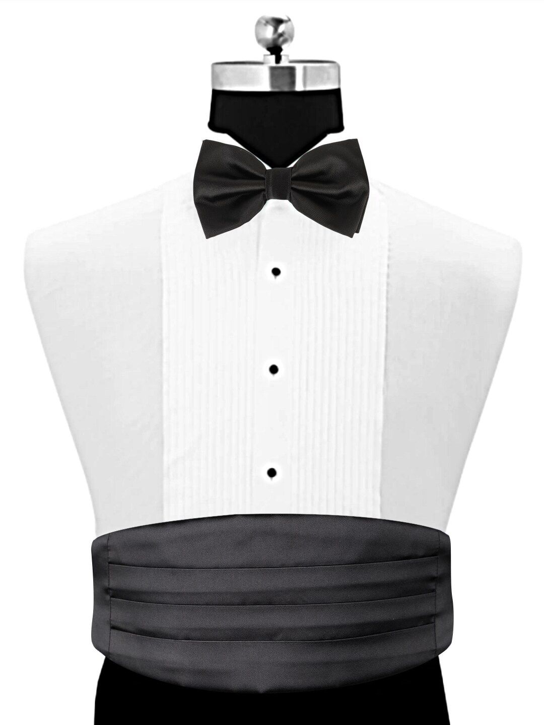 Alvaro Castagnino Men Set Of 3 Black Pocket Square & Bow & Cummerbund-image-47