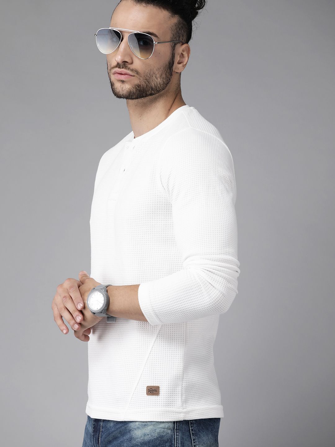 Roadster Men White Henley Neck T-shirt-picture-32