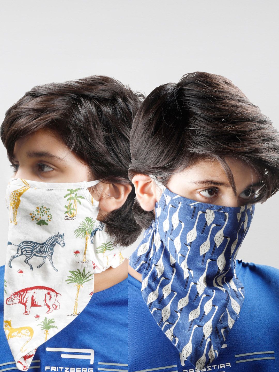 Dream of Glory Inc Kids Pack Of 2 Printed Pure Cotton Reusable Outdoor Cloth Masks