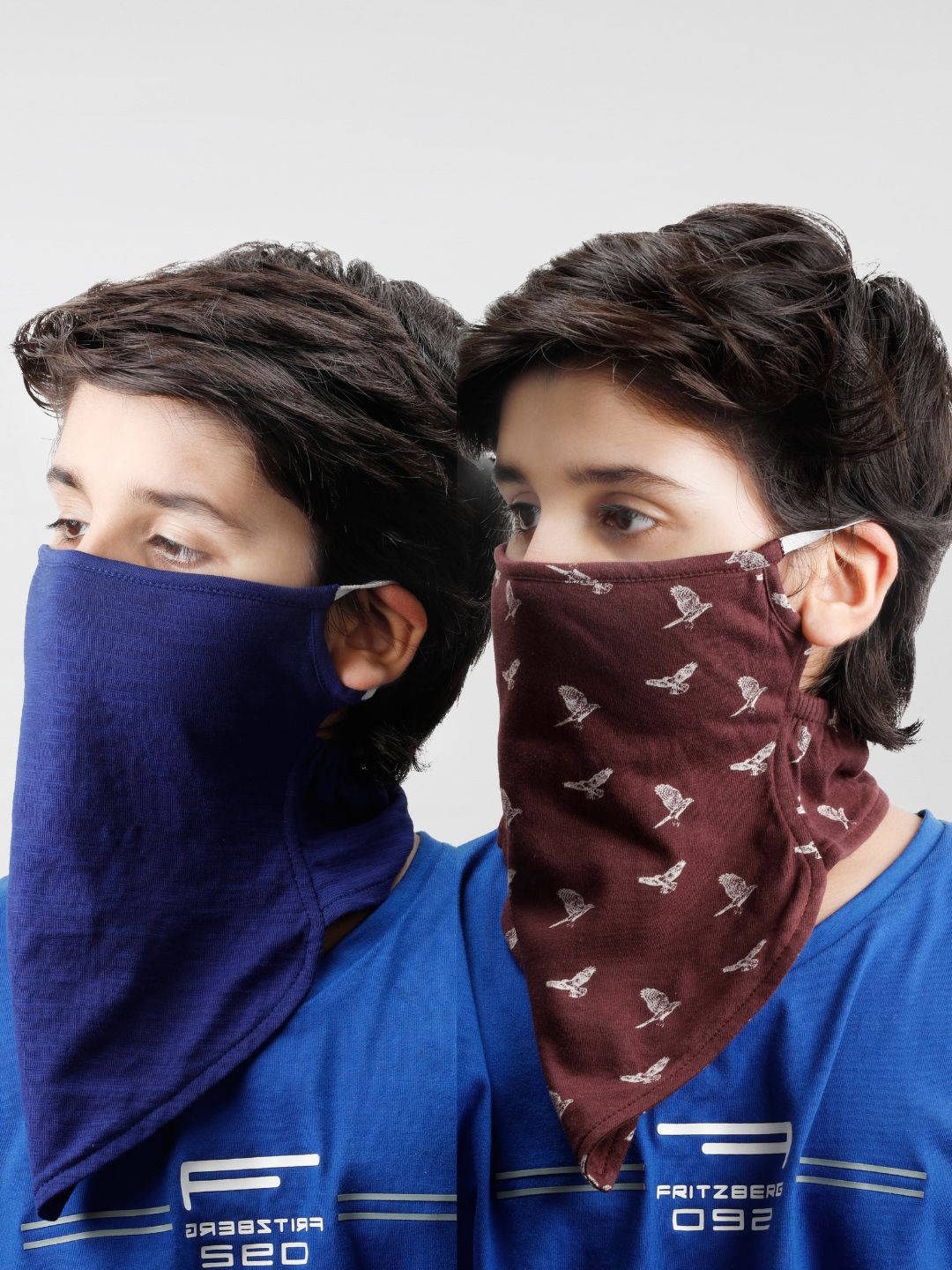 Dream of Glory Inc Kids Pack of 2 Printed Pure Cotton Reusable Outdoor Cloth Masks-picture-45