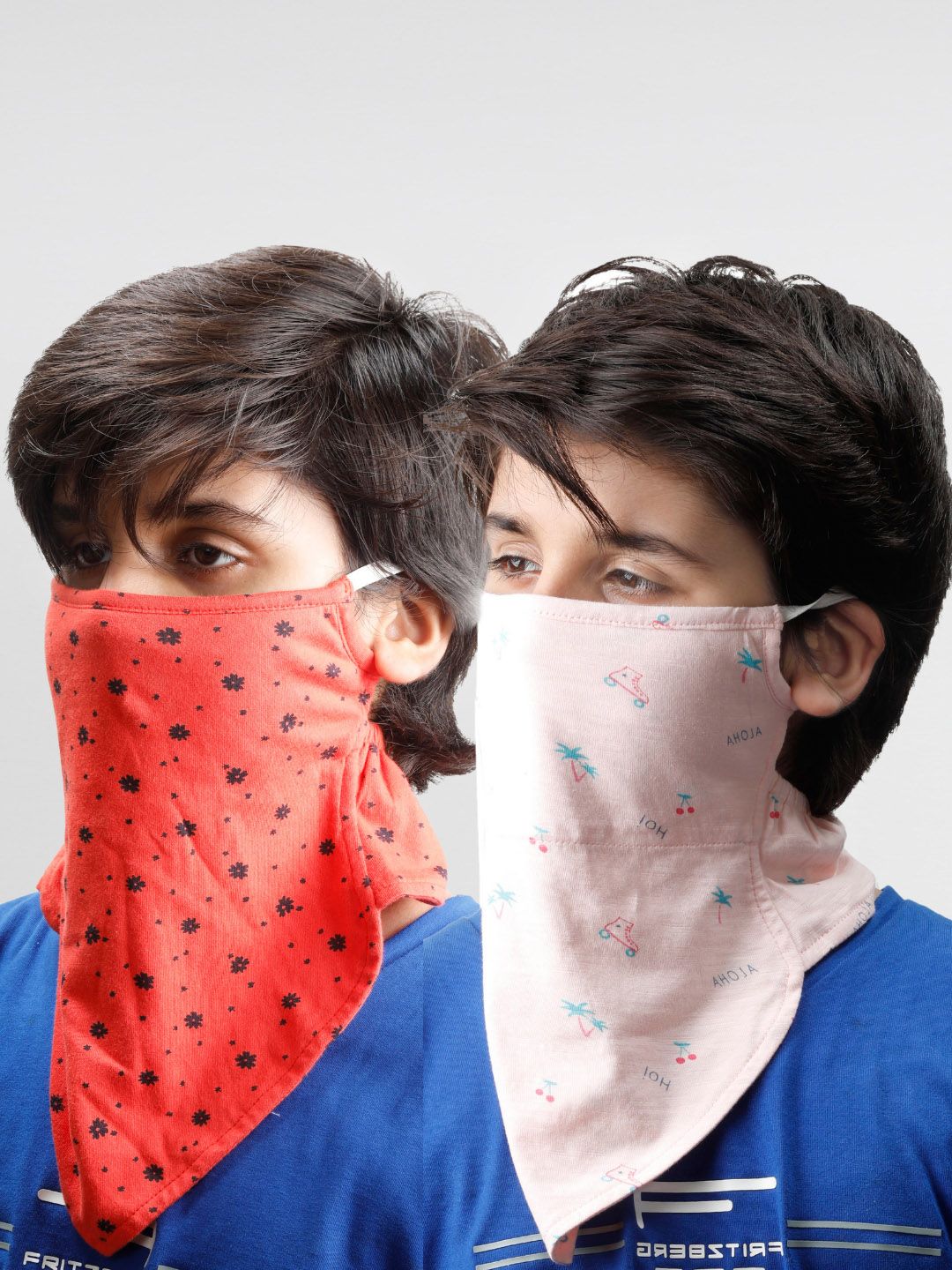 Dream of Glory Inc Kids Pack Of 2 Printed Pure Cotton Reusable Outdoor Cloth Masks-picture-34