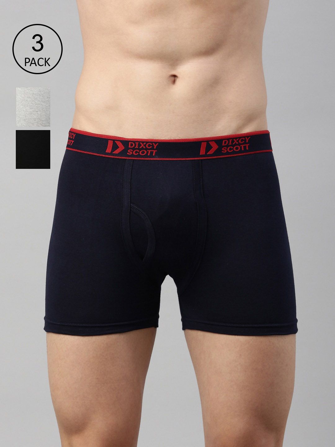 DIXCY SCOTT Men Pack of 3 Solid Pure Cotton Trunk DSO-CROSS TRUNK-P3