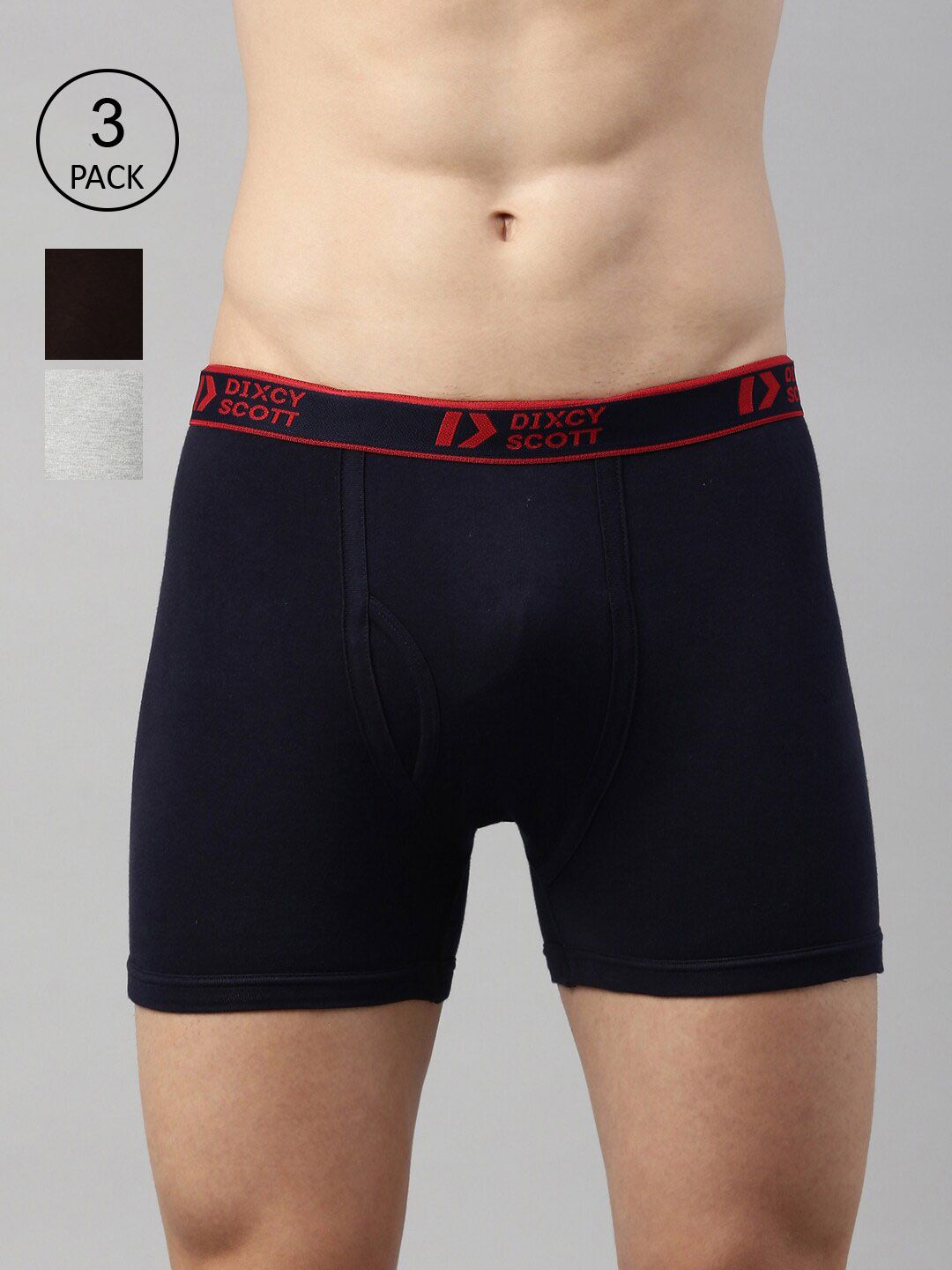DIXCY SCOTT Men Pack Of 3 Solid Pure Cotton Trunk DSO-TITAN TRUNK-P3-image-48