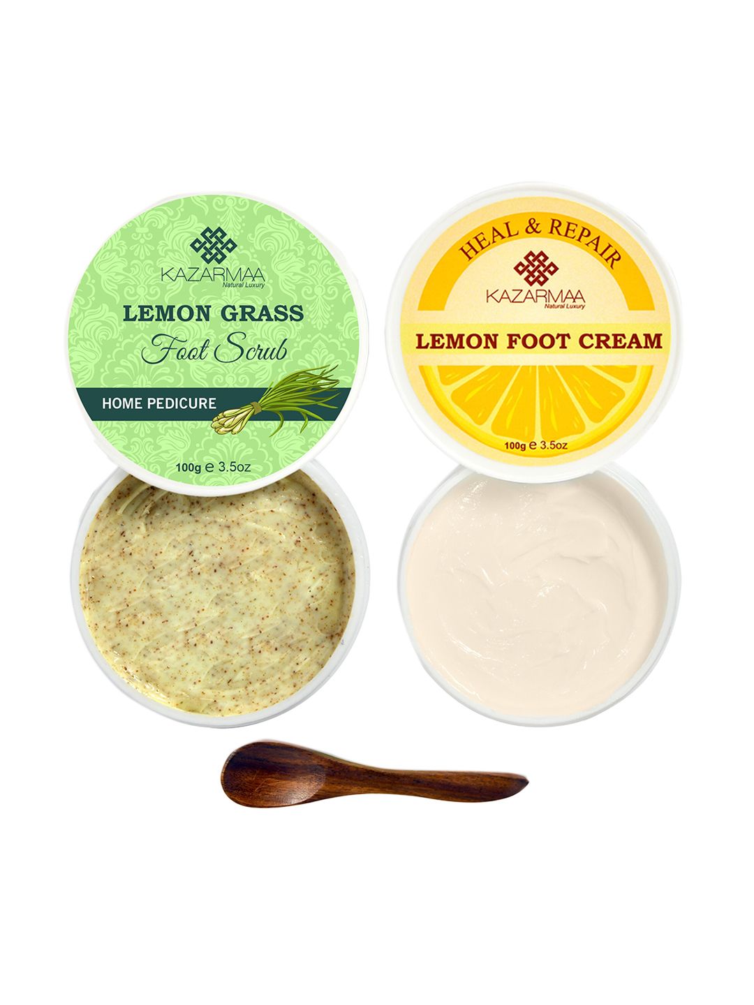 KAZARMAA Set of 2 Lemon Grass Foot Scrub & Cream For Repairing Cracked Heal-image-3